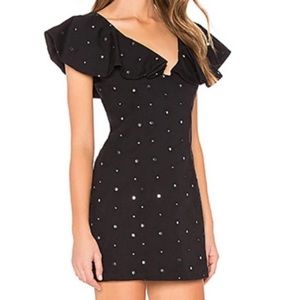 NWT LOVERS + FRIENDS Lulu Mirror Ruffle Black Mini Dress XS